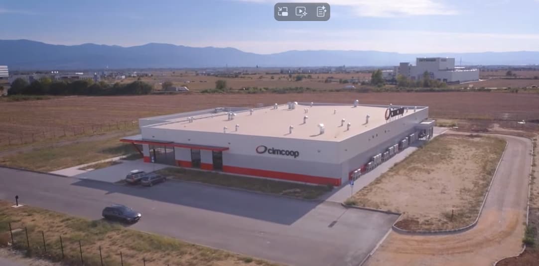 Aerial view of Cimcoop precision optics production facility in Tsaratsovo, Bulgaria